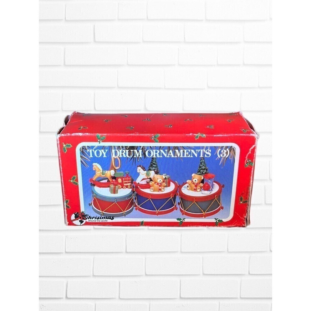 Vintage Christmas Around‎ The World Toy Drum Ornaments Set of Three